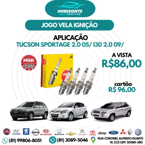 Jogo vela ignição Tucson Sportage 2.0 05/12 i30 2.0 09/