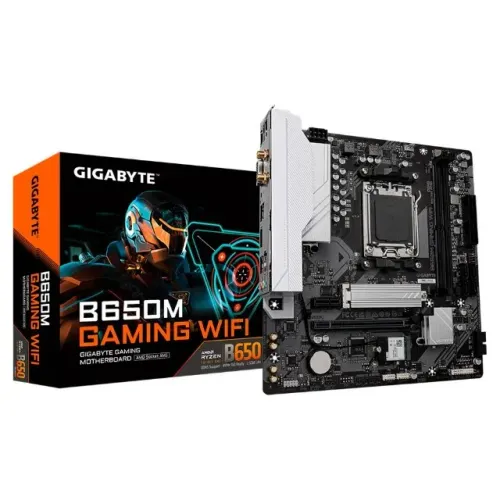 Placa Mãe Gigabyte B650M Gaming WiFi, AM5, DDR5, mATX, M.2 NVMe, VGA/HDMI 