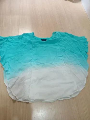 Blusa de Praia Infantil - Tamanho M - Azul e Branco