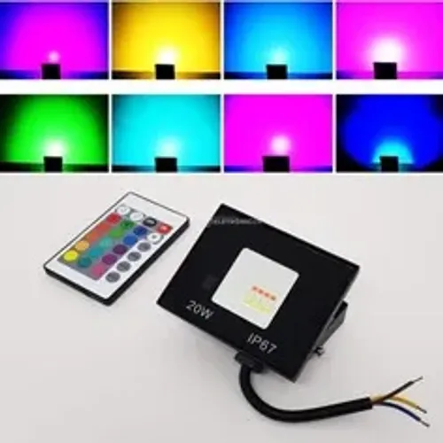 Refletor colorido  De Led 10w Rgb,com Controle   0808   d 63