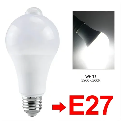 Lâmpada LED Sensor de Presença E27 Branco Frio 5800-6500K