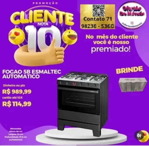Fogão 5 Bocas | Informações 7 1 9 82 38  final 536O | Entrega Grátis | Lindas Opções 