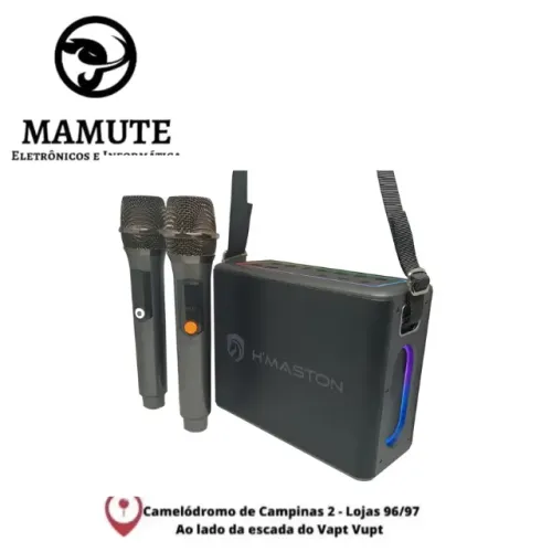 Caixa de Som Sem Fio RN03 Bluetooth com Karaokê e 2 Microfones 