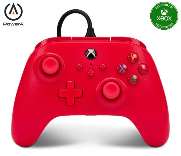 Controle com fio - Power A - para XBOX Série X | S - Vermelho, Original, Novo, Lacrado