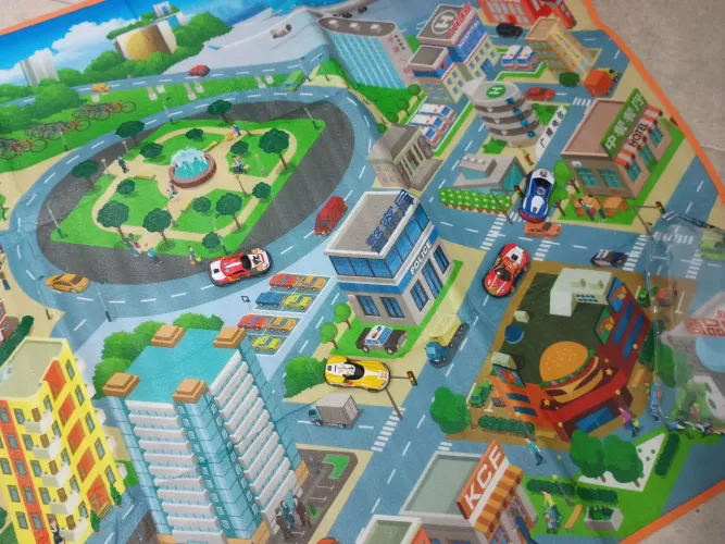 Kit tapete/carpete infantil cidade com 05 carros do Sonic