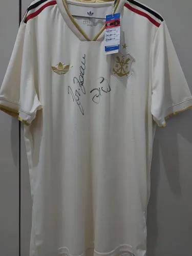 camisa oficial do flamengo manto 3 2025 autografada pelos craque ZICO e JUNINHO BAIANO