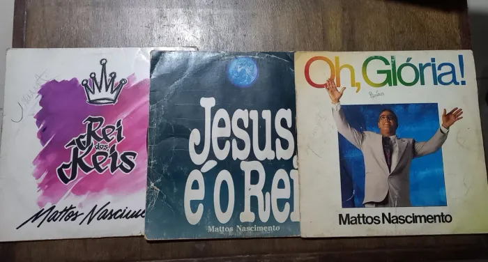 Coleção de discos de vinil gospel de Mattos Nascimento 3 LPs