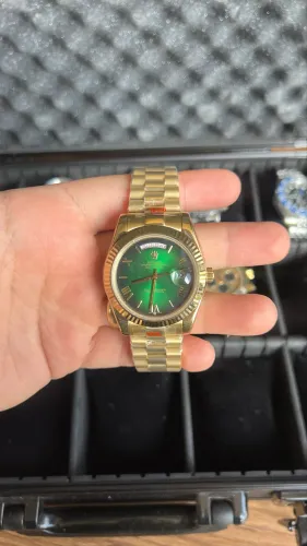 Relógio Rolex Day-Date Dourado / Verde Automático 