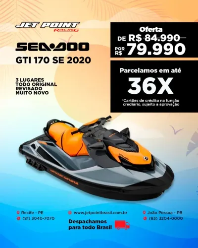 JET SKI SEA DOO GTi 170 SE 2020, Muito Novo, Revisado, PARCELAMENTO EM ATÉ 36x