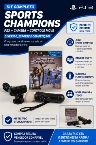Kit Motion PS3 - PS Move + PS Eye + Jogo
