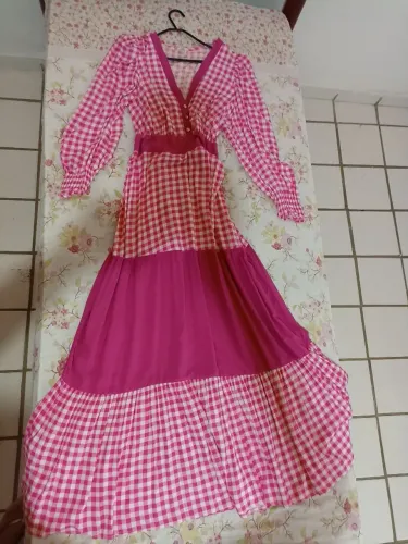Vestido Rosa Xadrez para curtir o São João
