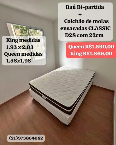 Baú + colchão queen