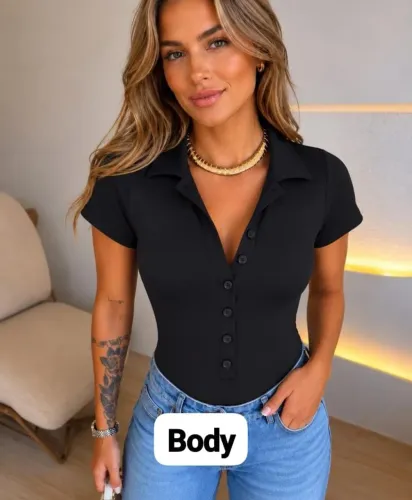 Body feminino com botões lindo e sexy Tam único