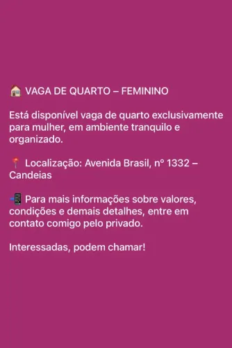 Vaga para quarto feminino 