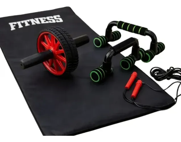 Kit Academia Completo com Colchonete, Roda Abdominal e Corda
