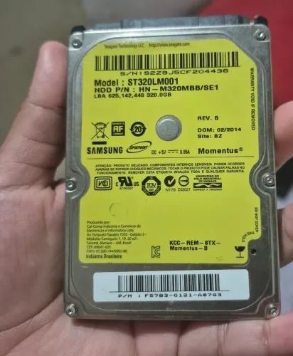 HD Samsung/Seagate 320GB para Notebook - Sem Teste - Com Cabo SATA