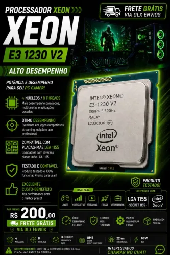 Processador Xeon E3 1230 V2 (i7 3770 barato) Gamer - Alto Desempenho