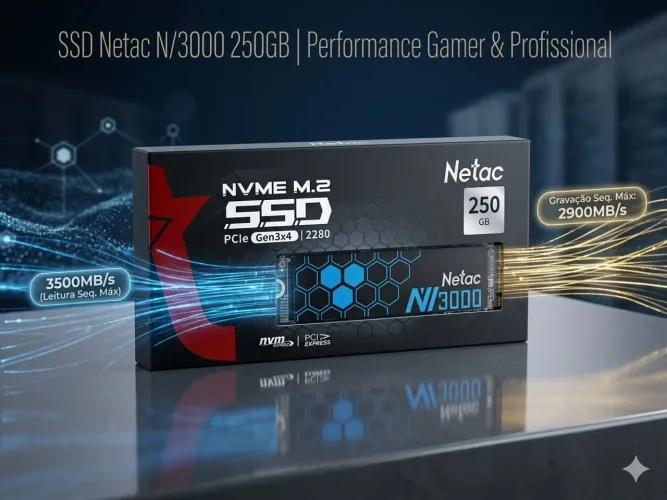 SSD Netac N/3000 250GB NVMe M.2 - Novo