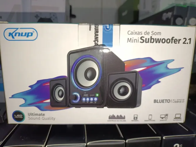 Caixas de Som Mini Subwoofer 2.1 Original KNUP com Led
