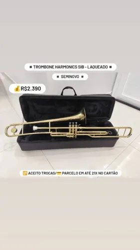 Trombone de Pisto Harmonics Sib - Seminovo R$2390,00 - Aceito trocas - Parcelo 21x cartão