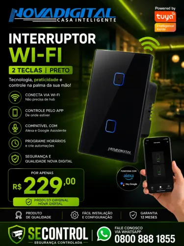 Interruptor Wi-Fi instalado e configurado