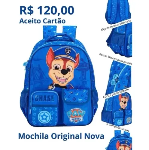 Mochila escolar patrulha canina original nova