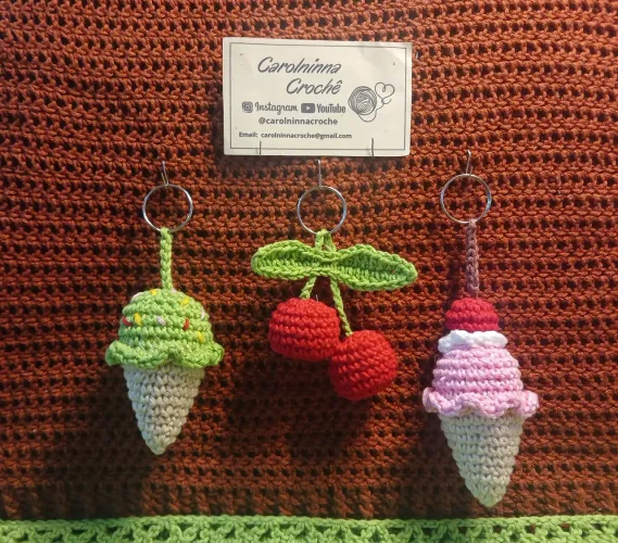 3 Chaveiros Amigurumi Carolninna Crochê