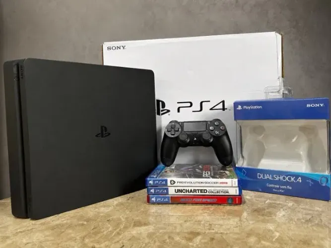 PS4 Slim 1tb com kit de refrigeração 4 jogos 1 controle original