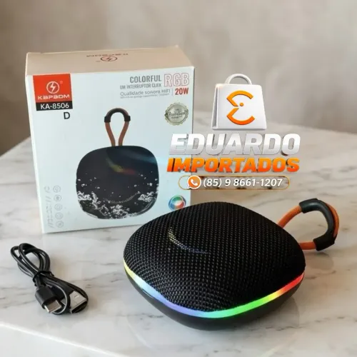Caixa de Som Bluetooth RGB 20W Potente - Som HiFi e LED Colorido