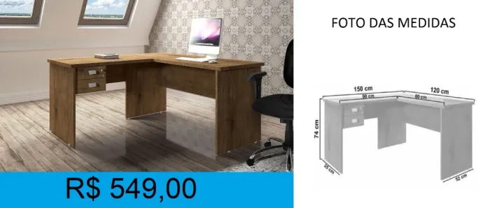Mesa de escritorio em L - Entrega e montagem GRATIS 