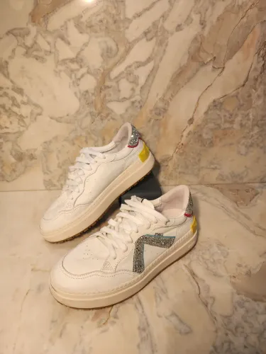 Tênis Schutz ST Bold Couro Branco Glitter Colorido - Tam. 38