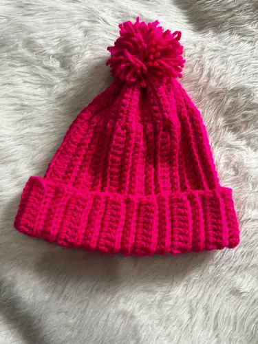Gorro Pink em Crochê Lã Touca Adulto