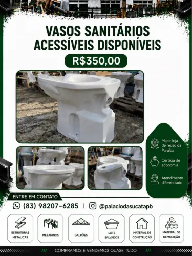 Vasos Sanitários com Excelente Custo-Benefício - Palácio da Sucata