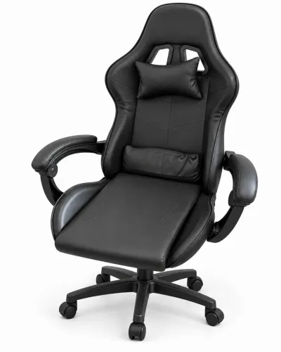 ? Cadeira gamer preta com almofadas de apoio!