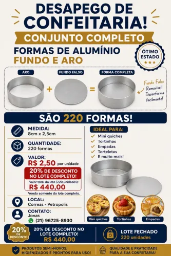 Formas de alumínio - fundo falso