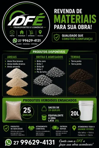 Areia brita Terra preta