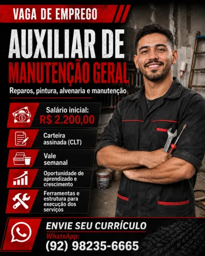 AUXILIAR DE MANUTENÇÃO GERAL - VAGA DE EMPREGO