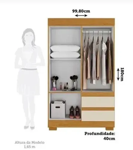 Guarda roupa de 4 portas e 2 gavetas