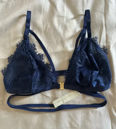 Sutiã Triângulo Renda Sexy Back Azul Marinho - Tamanho M