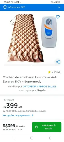 Colchão de ar inflável hospitalar anti ascaras