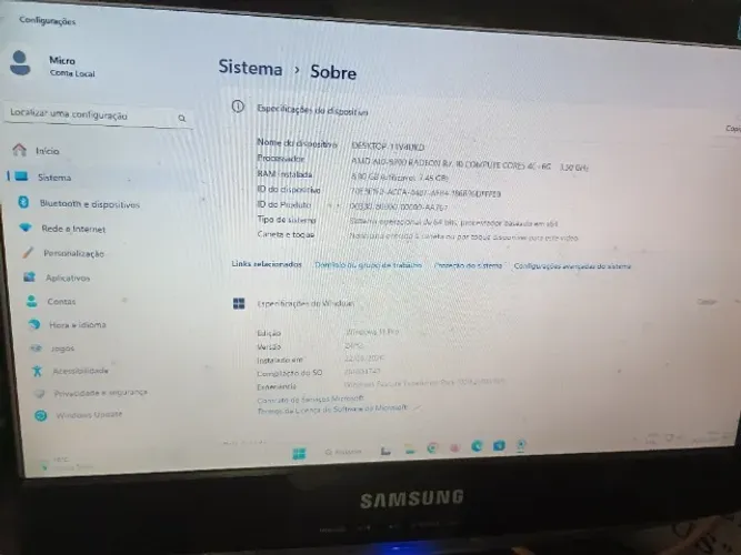 PC moderno - 8GB Memória e 1TB de Armazenamento