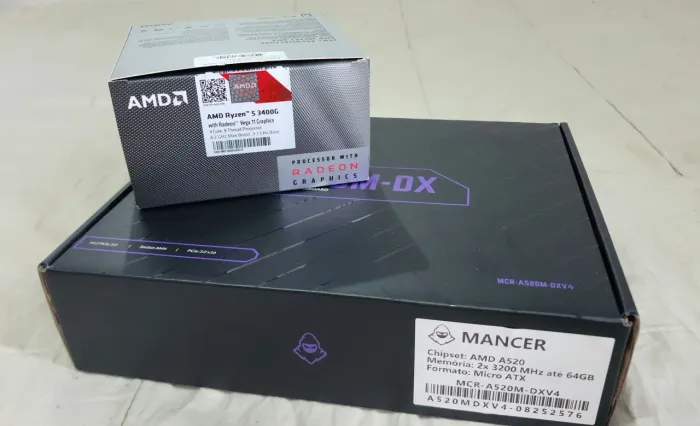 Kit upgrade Ryzen 5 3400g e placa-mãe A520M DDR4.