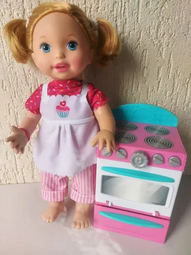 Boneca Little Mommy Pequena Chef Mattel + Fogão