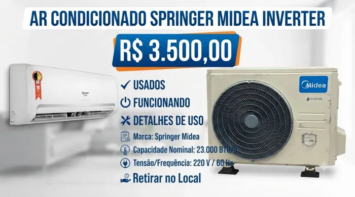 AR-CONDICIONADO SPRINGER MIDEA INVERTER - 23.000 BTUs (Conjunto Completo)