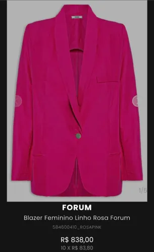 Blazer Feminino Linho Rosa FORUM