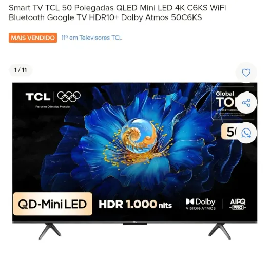  TV 50 polegadas QD mini LED ta TCL