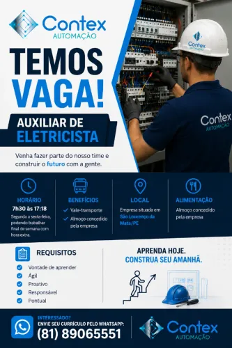 AUXILIAR DE ELETRICISTA E ELETRICISTA INDUSTRIAL