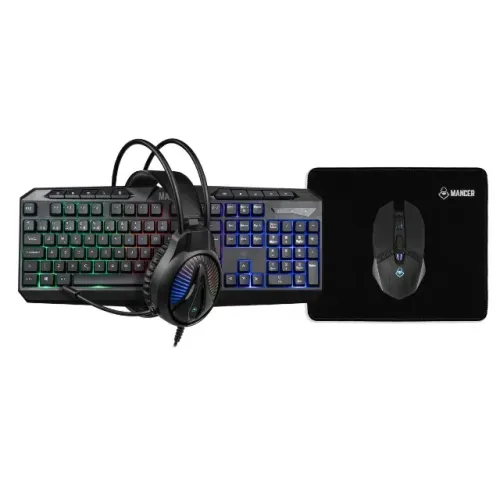 Combo Gamer 4x1 Mancer ORC V2 Rainbow ABNT2 Mouse 6 Botoes Headset