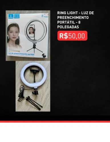 Ring Light - Luz de preenchimento portátil - 8 polegadas