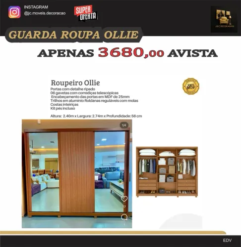 GUARDA ROUPA OLLIE MDF